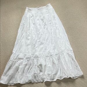 White Tiered Maxi Skirt with Textured Pattern - Women's Summer Skirt